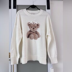 Ruby Moon Cream Sweater with Bear Design